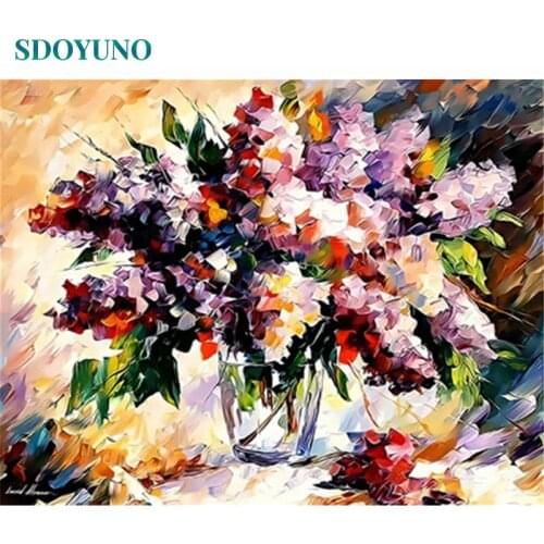 SDOYUNO DIY Oil Painting By Numbers 60x75cm Paint By Numbers Flowers Home Decor Frameless Digital Painting On Canvas