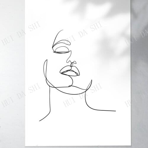 One Line Woman Face PRINTABLE wall art, One line abstract face artwork, Fine art print, Modern, Fashion Illustration Print