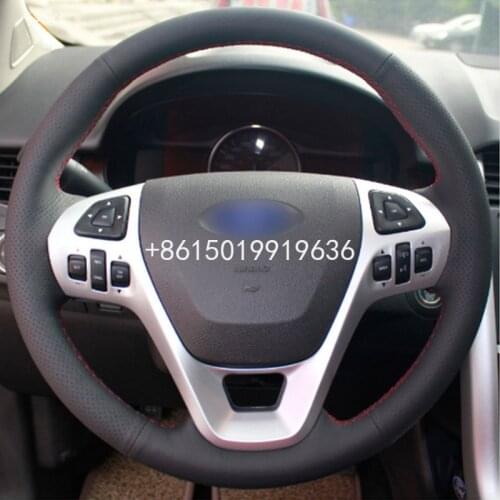 New DIY Sewing-on Leather Steering Wheel Cover Exact Fit For Ford Explorer 2011-16 Taurus 2012-15 Edge 2011-14