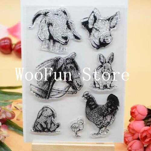 Sheep Pig Hens Horse Clear Stamp Rubber Clear Stamp for Card Making Decoration and Scrampbooking