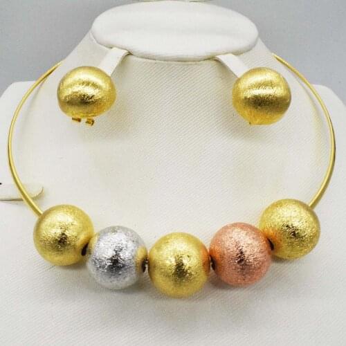 Dubai necklace earrings in gold color copper for women African/Nigerian/Middle East wedding/party gifts/bridal jewelry set