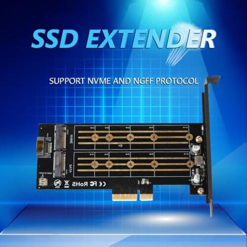 SSD Expansion Card Desktop Computer PCIE to M.2 NVME/NGFF High-Speed Dual-bay Transfer Card LED SSD Extender