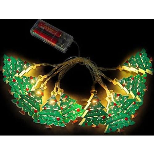 Christmas Fairy Light Garland for Indoor Bedroom New Year Decorations Plastic Christmas Tree Ornament Santa Snowman LED String