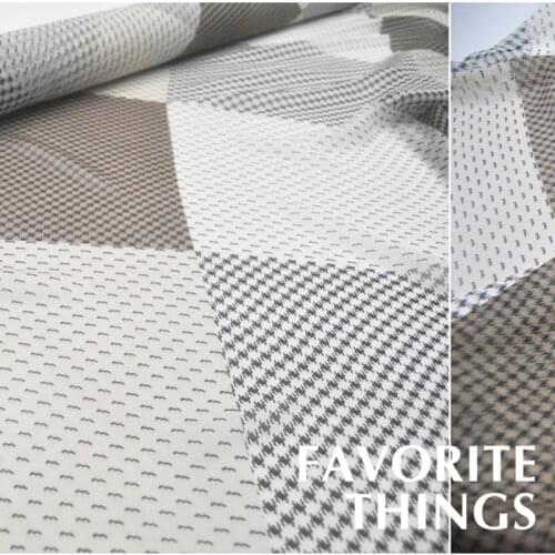 Silk Georgette Chiffon Fabric Dress Large Gray Plaid Large Wide Clothing DIY Sewing