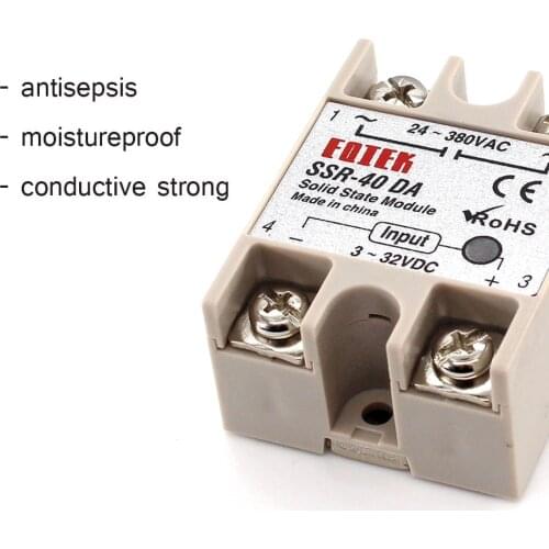 SSR-10DA SSR-25DA SSR-40DA 10A 25A 40A Solid State Relay Module 3-32V Input DC 24-380V AC Output High Quality