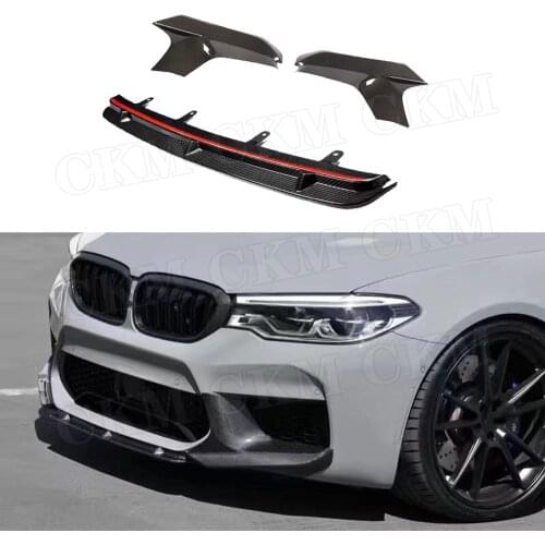 Dry Carbon Fiber Front Bumper Lip Splitters Spoiler For BMW 5 Series F90 M5 2018 2019 Head Bumper Chin Protector Car Styling