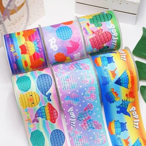 DIY Craft Supplies Cartoon Printed Grosgrain Satin Ribbon 50 Yards, Planar Resins 30 Pieces. 55791