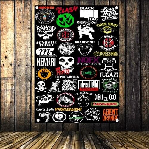 Vintage Heavy Metal Poster ROCK BAND LOGO Banners Flag Bar Poster Wall Stickers Retro Tapestry Canvas Decorative Painting A1