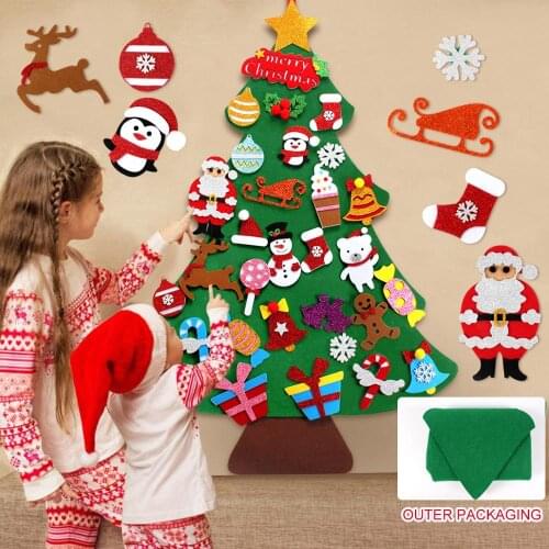 DIY Felt Christmas Tree Merry Christmas Decor For Home 2020 Christmas Tree Ornament Santa Claus Kids Xmas Tree Navidad New Year