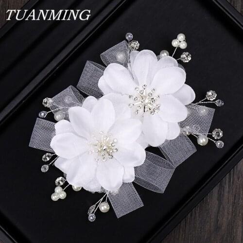 Bride Flower Hair Clips Headdress Women Hair Headbands Lace Flower Wediing Headdress For Bride Elegant Hair Jewelry