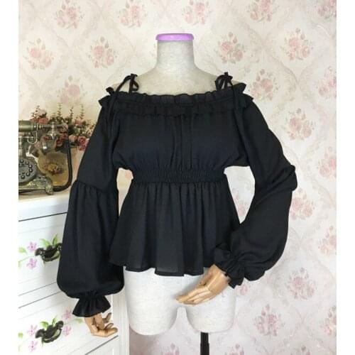 Sweet Trumpet sleeves Lolita Womens Wild Shirt Gothic Chiffon Ruffle Blouse medieval classic Lolita Costume