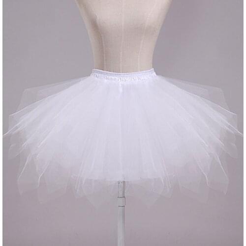 Women 4 Layer Elastic Drawstring Waist Underskirt Solid Color Short Petticoat Soft Tulle Mesh Puffy Tutu Skirt for Wedding Dress