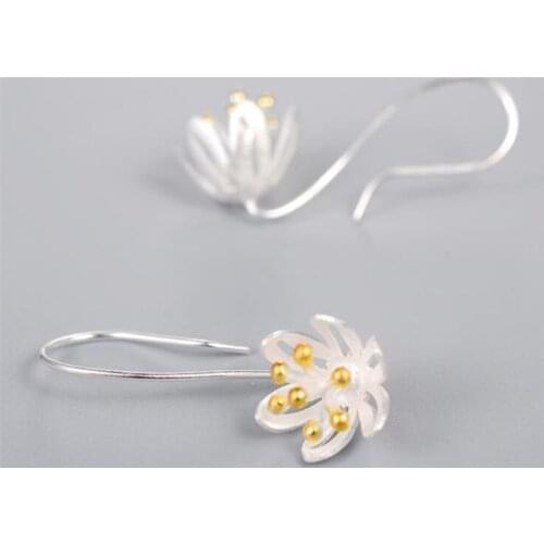 Season Gate 925 Sterling Silver Temperament Ethnic Style Hollow Flower Fashion Earrings for Women Girls Jewelry Gift SE044