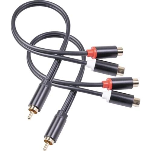1PC Aluminum Alloy Shell With Shielded RCA Male To Double RCA Female Audio Adapter Cable Often Used In Car Audio Modification