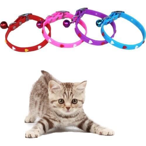 1PC Rubber Pet Collar Adjustable Cat Collar Fashion Kitten Collar With Bell Puppy Collar For Small Chihuahua Dog Accessories