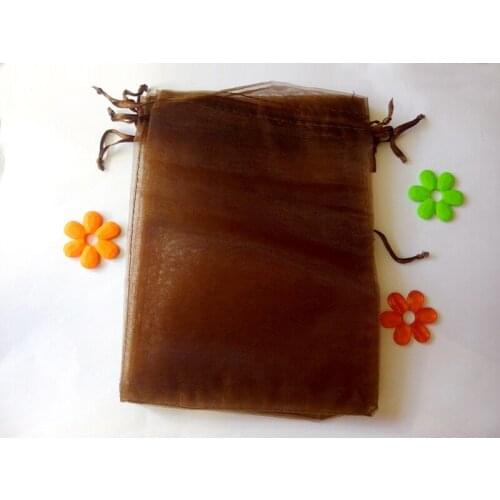 1000pcs 11*16cm Brown Organza Gift Bag Jewelry Packaging Display Bags Drawstring Pouch For Bracelets/necklace/wed Yarn Bag