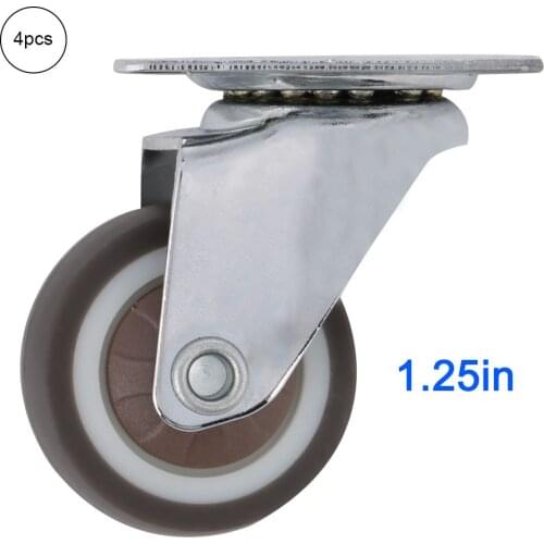 4Pcs Universal 1.25in 360° Swivel Caster Wheels Chrome Plated TPR Roller Wheel For Trolley Office Chairs Furniture Dining Car