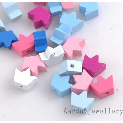 50pcs Mixed Crown Wooden Spacer Beads For Jewelry making DIY 13X16mm MT1414X