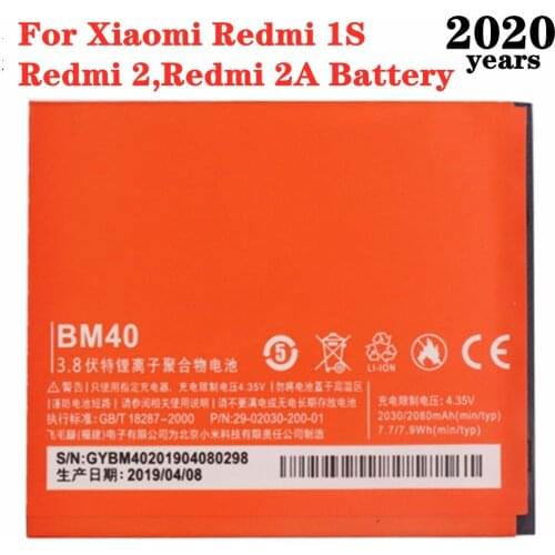 2020 BM40 Battery 2080mAh For Xiaomi Hongmi Redmi 1S,Redmi 2,Redmi 2A Battery High Quality Phone Replacement Batteries