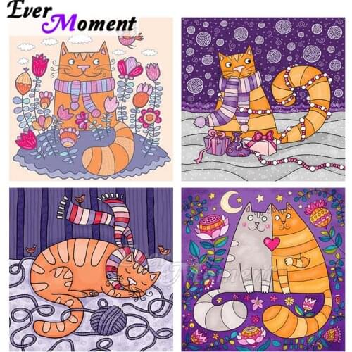 Ever Moment Diamond Painting Cat Paint By Diamond Art Work Cartoon Picture Embroidery Diamond Display Mosaic Handmade ASF2245