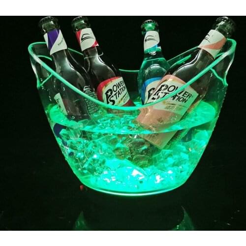 Large Size 12L Led Rechargeable Ice Buckets Color Changing Light Up Wine Cooler Barrel Shaped Champagne Wine Beer Storage
