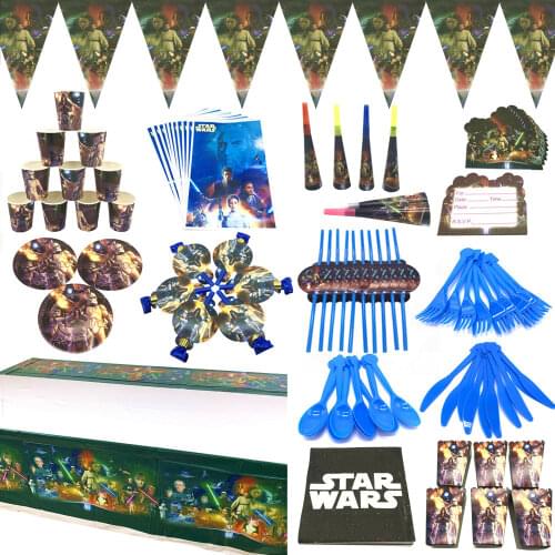 Star Wars Party Theme Supplies Paper Tablecloth Cup Plate Caps Napkins Birthday Party Decorations Kids Star Wars Party Gift Bags