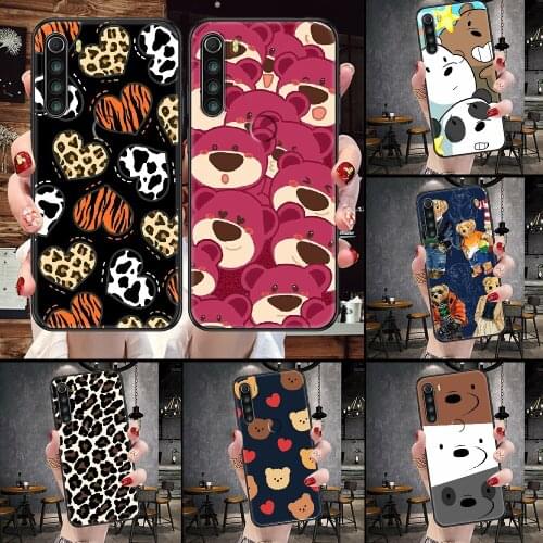 Love pink bear Leopard Phone Case For Xiaomi Redmi Note 7 8 9 10 7A 8T 9A 9T 9S 10S Pro black fashion funda tpu coque art cover