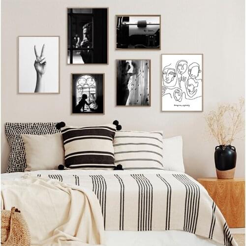 Black White Vintage Poster Abstract Line Nordic Posters And Prints Wall Art Canvas Painting Wall Pictures For Living Room Decor