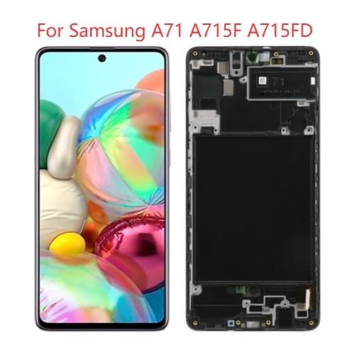 Original AMOLED For Samsung Galaxy A71 A715F Display With Frame 6.7" 2020 SM-A715 LCD Display Touch Screen Digitizer Panel Parts