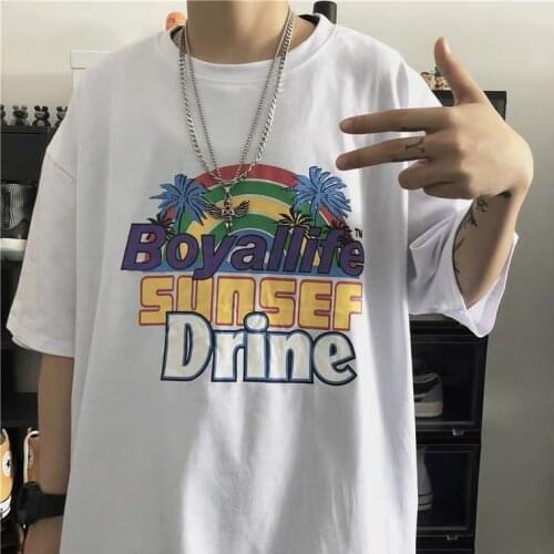 Goth Clothes T-shirts for Women Men Couple Clothing Oversized Tee Shirts Woman Short Sleeve Long Size bts Style ins Korea
