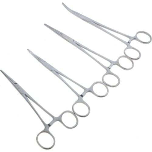 CW023 Pet Medical stainless steel straight / curved head Ratchet hemostatic forceps forceps needle holder for pet hair