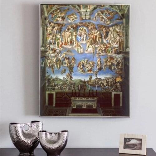 Famous Painting The Last Judgement by Michelangelo Posters and Prints Wall Art Canvas Painting for Living Room Decor No Frame