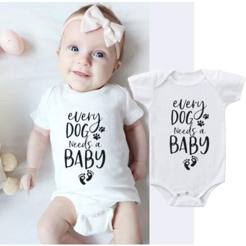 Every Dag Needs Baby Print Newborn Baby Bodysuit Cute Cotton Short Sleeve Baby Boys Girls Clothes 0-24M Jumpsuit