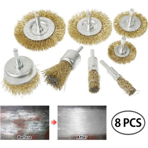 8pcs Brass Brush Wire Wheel Brushes Die Grinder Rotary Electric Tool for Engraver Polishing Brush Tool