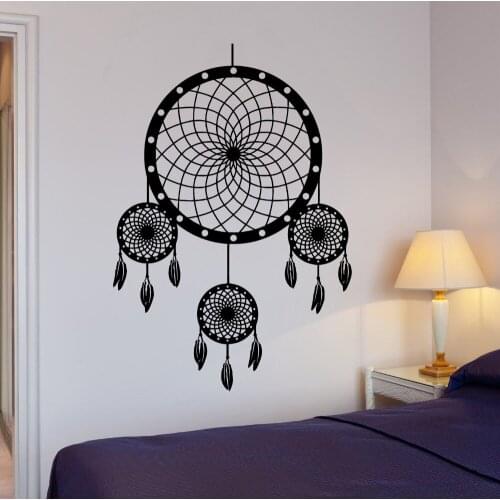Dream Catcher With Feathers Amulet Wall Sticker For Bedroom Home Art Decoration Vinyl Removable Wall Mural Y-803