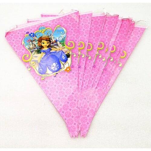 Cartoon 2.5m/set Sofia Princess Banner Flag Theme Party Supplies For Kids Happy Birthday Decoration Baby Shower Party Festival