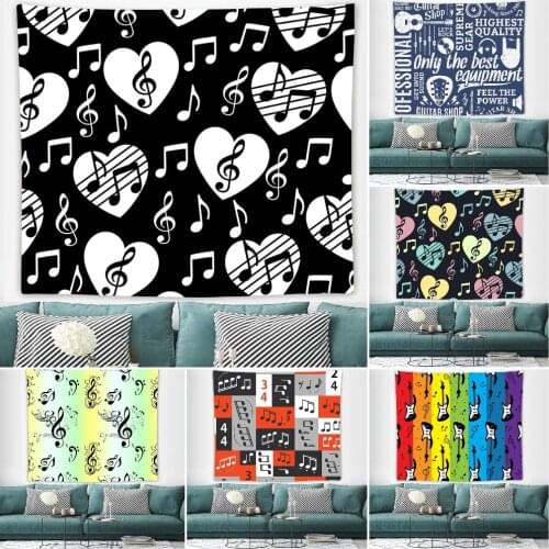Music Tapestry Wall Hanging Black and White Music Note Psychedelic Tapestry Music Score Wall Tapestry Art for Living Room Dorm