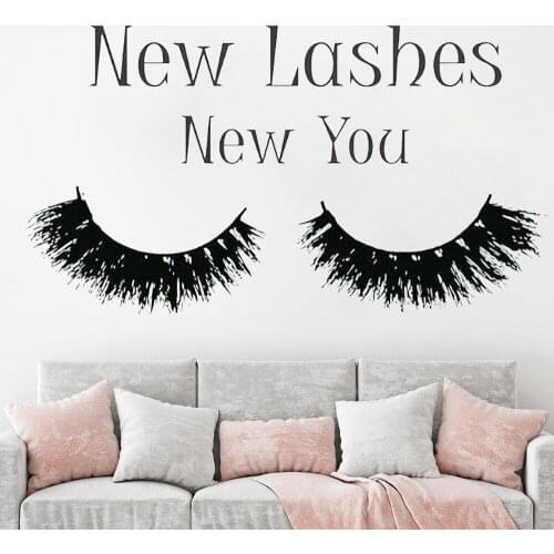Wall Sticker Eyelashes & Eyes Makeup Wall Decal home decor Vinyl Cosmetics Make Up Wall Art Decals Beautiful Girl Beauty HY60