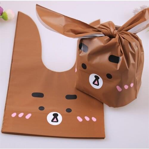 New Style Wholesale 50pcs/lot Cute Biscuit Packing Bags For Birtyday Party Food Cake Packaging Rabbit Ear Packing Bags