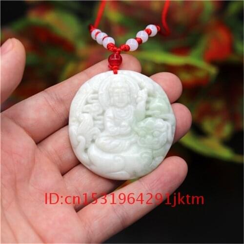 Charm Jewelry Manjusri Pendant for Hand-Carved Chinese Jade Necklace Fashion White Bodhisattva Women Amulet Gifts Natural