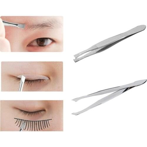1Pcs Eyebrow Hair Tweezers Professional Eyebrow Hair Removal Tweezer Flat Tip Tool Stainless Steel Convenient Small No Rust
