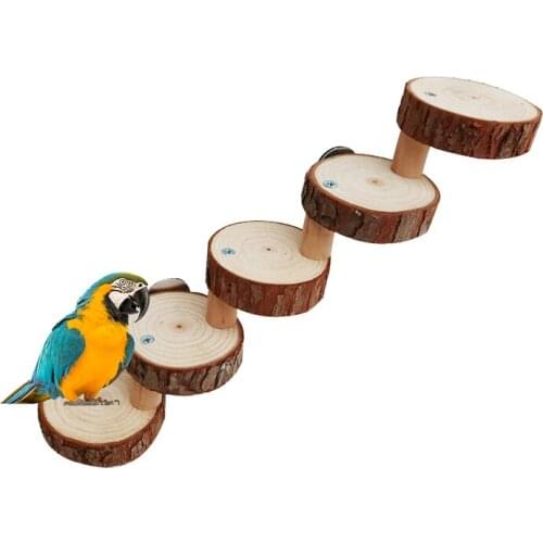 Parrot Springboard Climbing Ladder Toy Hamster Wooden Pier Ladder Pet Toy Bird Standing Stairs #W0