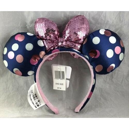 Dots Sequin Bow Pink Blue Headband Hat - NEW