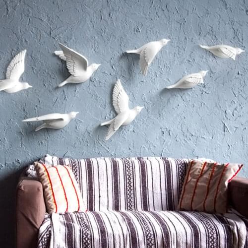 European-style simple three-dimensional bird wall style porch background wall decoration pendant resin bird wall hanging