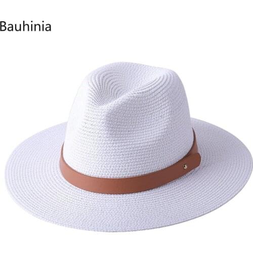 Bauhinia Natural Paper 2021 Summer Straw Sun Hat Women Beach UV Protection Caps Wide Brim Casual Visor Fedora Hat Dropshipping