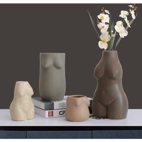 Nordic Abstract Ceramic Human Body Sculpture Vase Home Decor Modern Crafts Character Modeling Hydroponic Flower Arrangement Vase