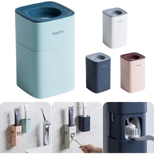 Toothpaste Squeezers Automatic Toothpaste Dispenser Tooth Dust-proof Toothbrush Holder Wall Mount Stand Bathroom Accessories Set