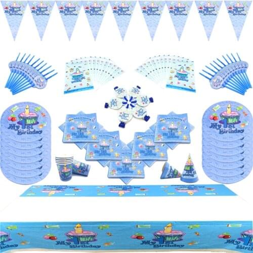 My First Birthday Theme Party Tableware Paper Cup Plate Napkin Tablecloth Straw Shower Kids Birthday Party Decoration Supplies