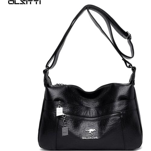 New Designer Shoulder Bags for Women 2021 Retro Solid Color Soft Leather Women Crossbody Bags Large Luxury Female Messenger Bag