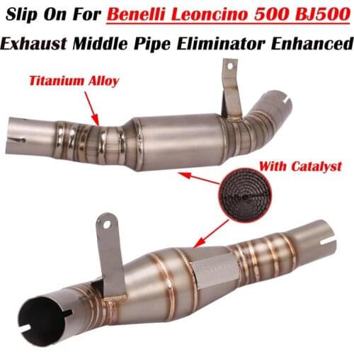 Titanium Alloy Slip On For Benelli Leoncino 500 BJ500 Motorcycle Exhaust Link Pipe Delete Original Catalyst Eliminator Enhanced